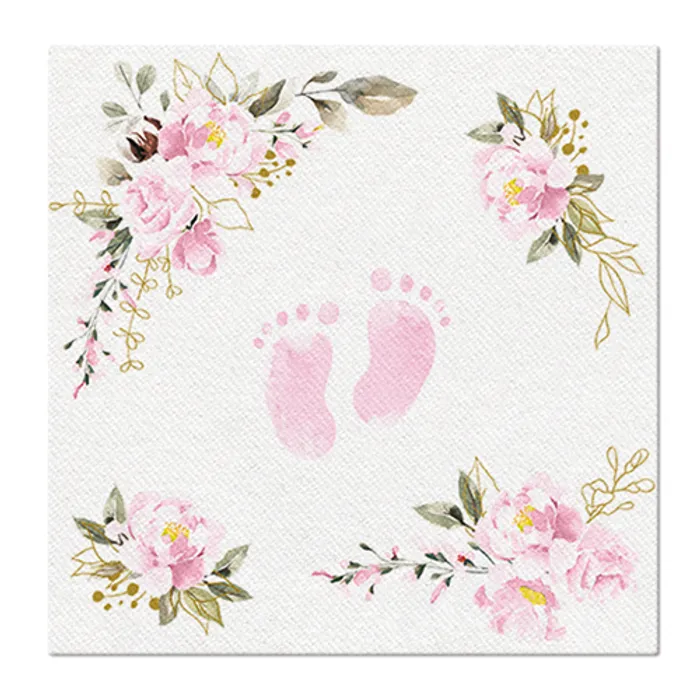 Hauptproduktbild Ubrousky PAW AIRLAID 40x40 cm Baby Feet light pink [50 ks]