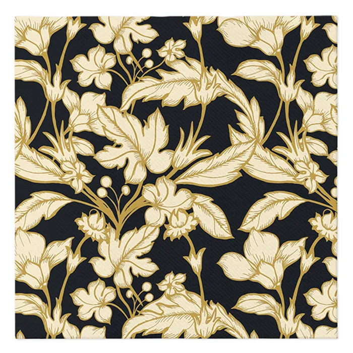 Hauptproduktbild Ubrousky PAW AIRLAID 40x40 cm Beautiful Floral Pattern Black [50 ks]
