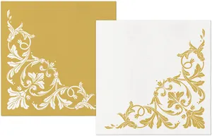 Servietten PAW AIRLAID 40x40 cm Reverse Motiv gold-weiß [50 Stück]