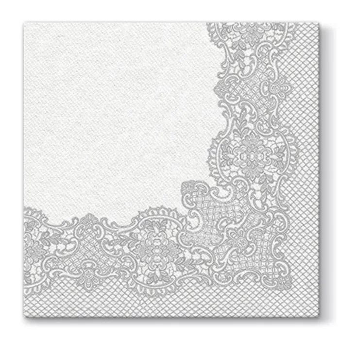 Hauptproduktbild Ubrousky PAW AIRLAID L 40x40cm Royal Lace Silver [50 ks]