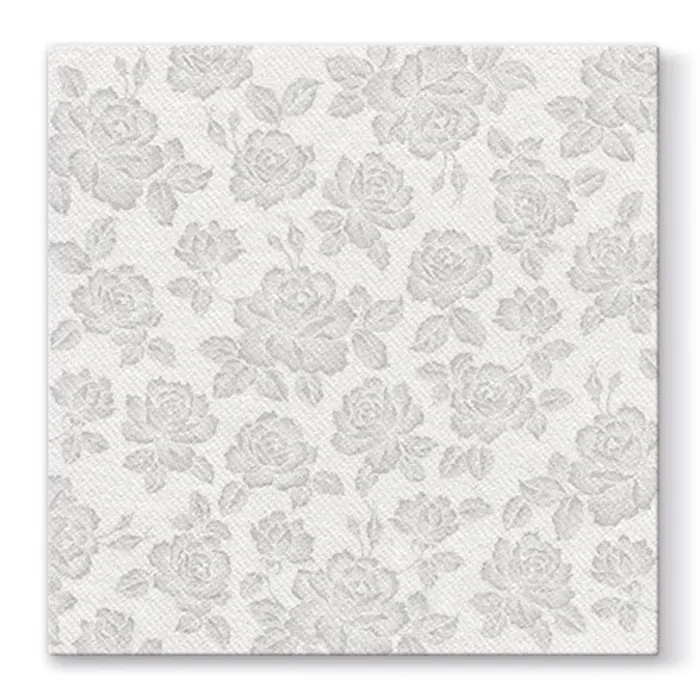 Hauptproduktbild Ubrousky PAW AIRLAID L 40x40cm Subtle Roses Silver [50 ks]