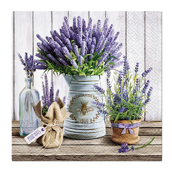 Hauptproduktbild Ubrousky PAW L 25x25cm 3 vrst. Lavender in Bucket [20 ks]
