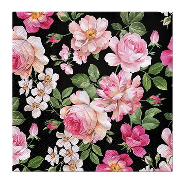 Hauptproduktbild Ubrousky PAW L 33x33cm 3 vrst. Roses Glory black [20 ks]