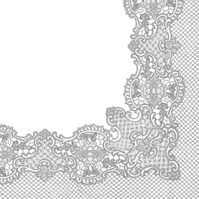 Servietten PAW L 33x33cm 3-lagig Royal Lace Frame Silver [20 Stk]