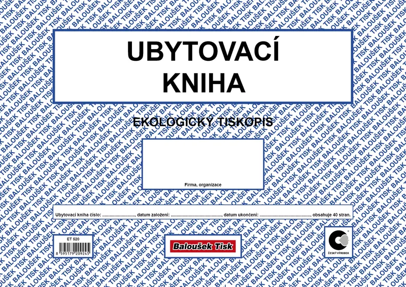 Hauptproduktbild Ubytovací kniha ET520