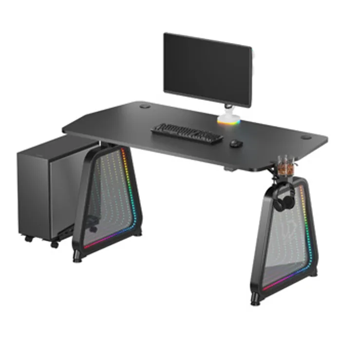 Hauptproduktbild ULTRADESK Herní stůl BOOSTER, 136x70,5 cm, 75 cm, RGB podsvícení, držák sluchátek i nápoj
