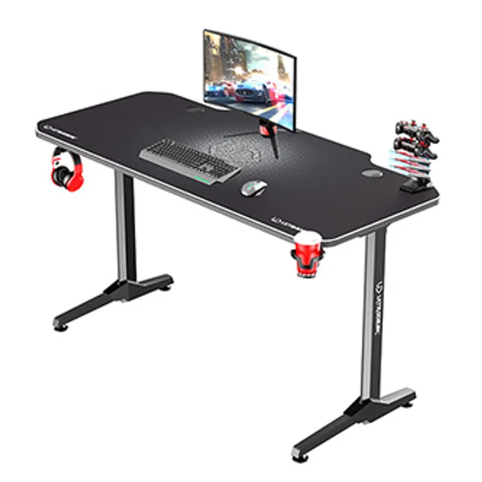 Hauptproduktbild ULTRADESK Herní stůl FRAG - WHITE, 140x66 cm, 76 cm, s XXL podložkou pod myš, s ultradesk