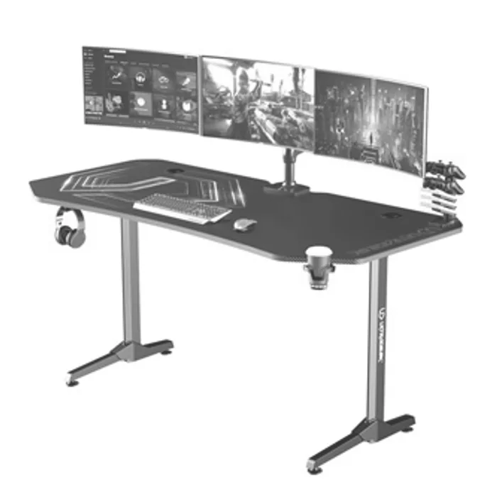 Hauptproduktbild ULTRADESK Herní stůl FRAG XXL BLACK, 160 x 75 cm, 75 cm, držák nápojů a sluchátek, stojan