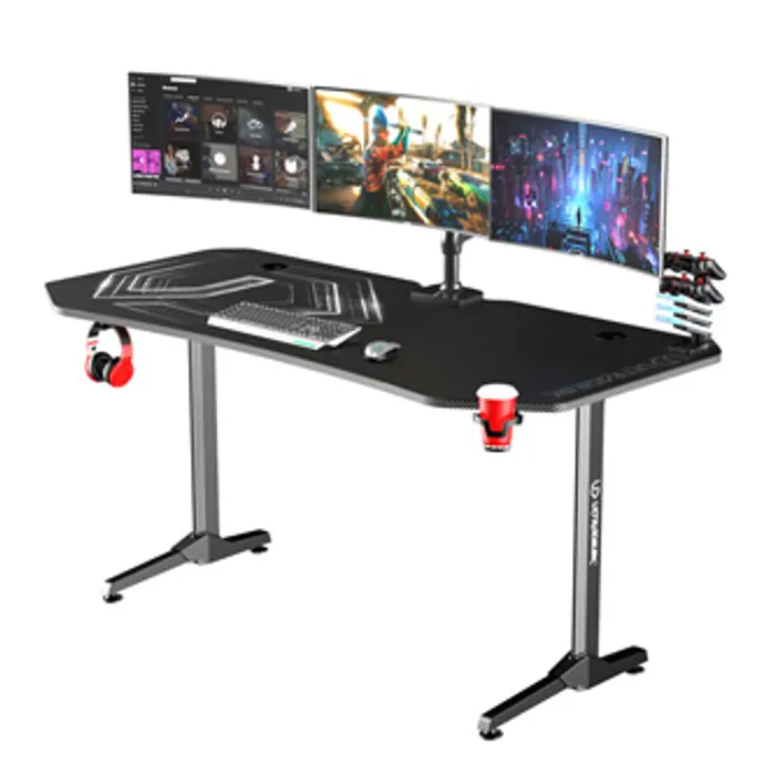 Hauptproduktbild ULTRADESK Herní stůl FRAG XXL BLACK, 160 x 75 cm, 75 cm, držák nápojů a sluchátek, stojan