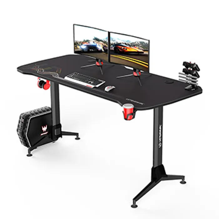 Hauptproduktbild ULTRADESK Herní stůl GRAND BLACK, 160x70 cm, 70-80 cm, 3 úrovně výšky, s XXL podložkou po