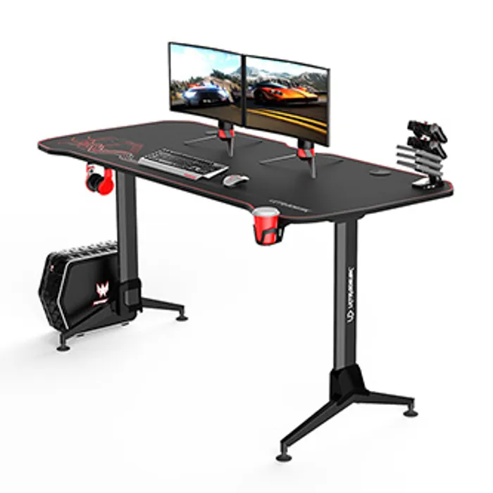 Hauptproduktbild ULTRADESK Herní stůl GRAND RED, 160x70 cm, 70-80 cm, 3 úrovně výšky, s XXL podložkou pod