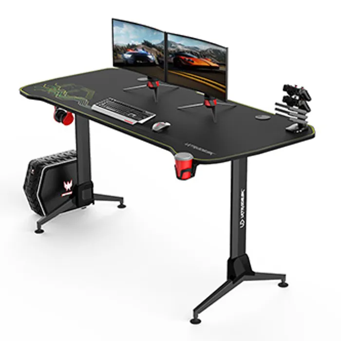 Hauptproduktbild ULTRADESK Herní stůl GRAND YELLOW-GREEN, 160x70 cm, 70-80 cm, 3 úrovně výšky, s XXL podlo