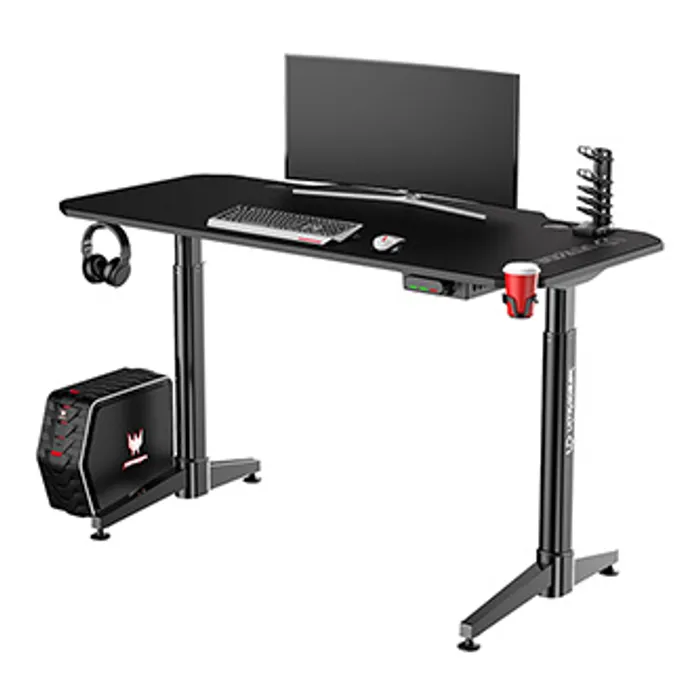 Hauptproduktbild ULTRADESK Herní stůl LEVEL BLACK, 140x70cm, 72-124cm, elektricky nastavitelná výška, s XX