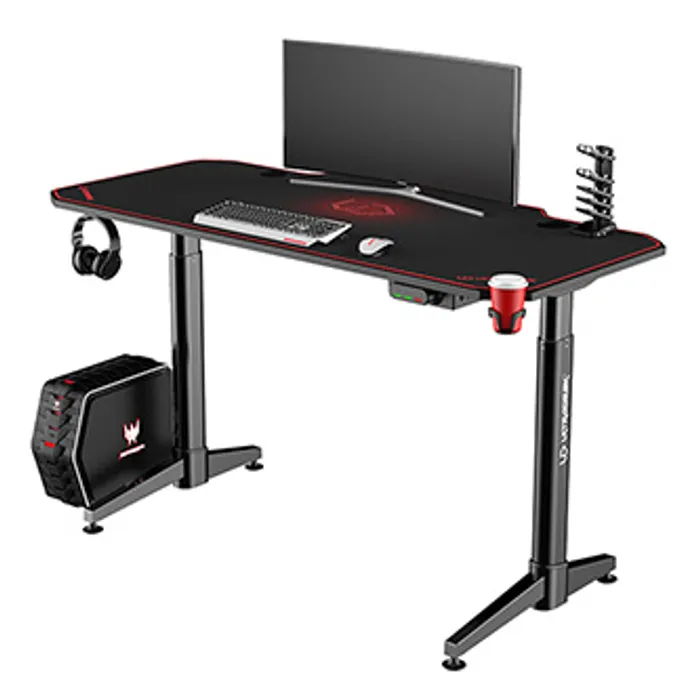 Hauptproduktbild ULTRADESK Herní stůl LEVEL RED, 140x70cm, 72-124cm, elektricky nastavitelna výška, s XXL