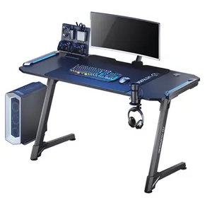 ULTRADESK Herní stůl SPACE XXL V2 BLACK, 144x70 cm, 75 cm, LED RGB podsvícení s dotykovým