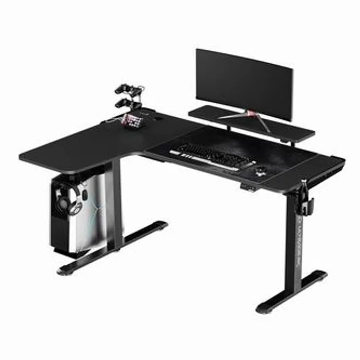 Hauptproduktbild ULTRADESK Herní stůl WINGER - černý, 111x155x60 cm, 75-122 cm, elektricky nastavitelná vý