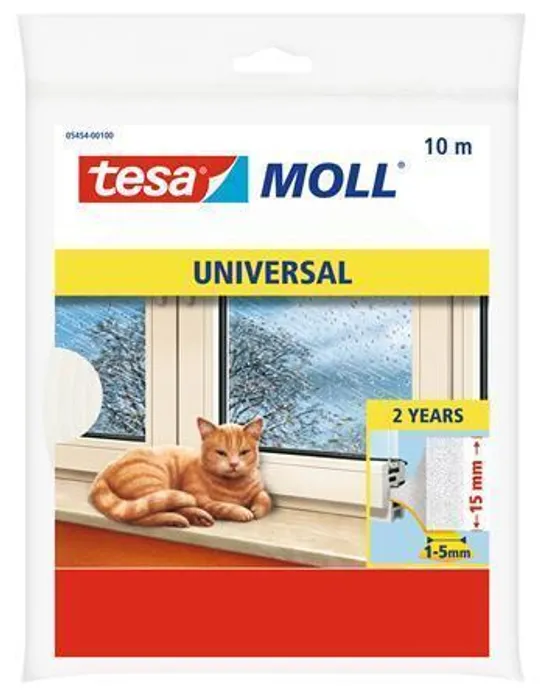 Hauptproduktbild Univerzální pěnové těsnění na okna a dveře "tesamoll® 5545", bílá, 15 mm x 10 m, TESA