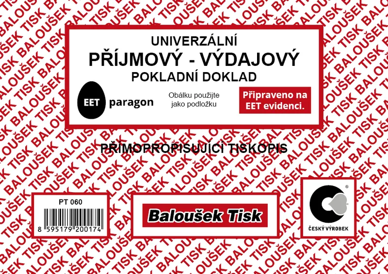 Hauptproduktbild Univerzální příjmový výdajový doklad A6 propisující PT060