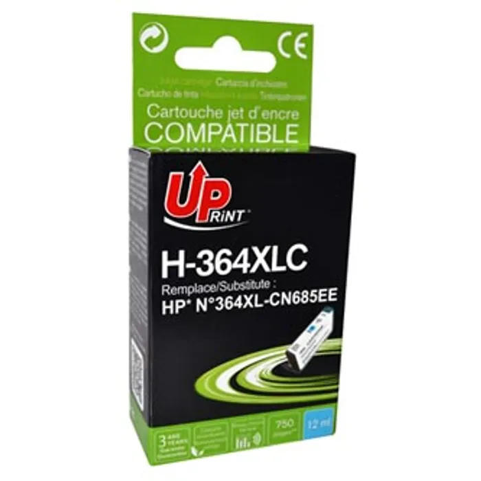 Hauptproduktbild UPrint kompatibilní ink s CB323EE, CN685EE, HP 364XL, cyan, 12ml, H-364XLC, s čipem, pro