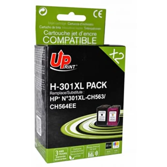 Hauptproduktbild UPrint kompatibilní ink s CH563EE+CH564EE, HP 301XL, black+color, 20+21ml, H-301XL-PACK,
