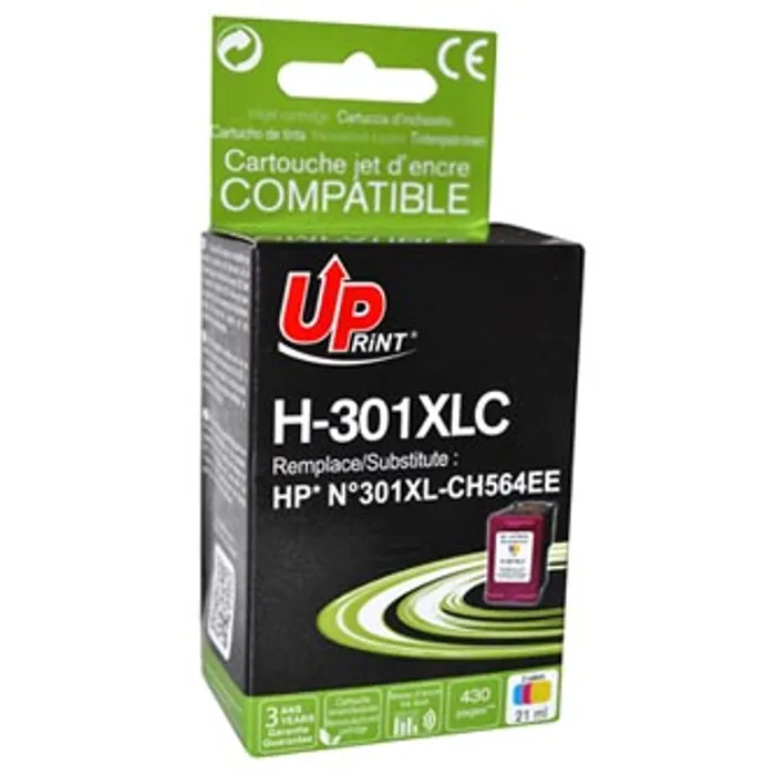 Hauptproduktbild UPrint kompatibilní ink s CH564EE, HP 301XL, color, 450str., 21ml, H-301XLC, bez čipu, pr