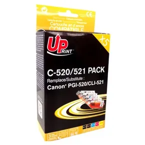 UPrint-kompatible Tinte mit CLI521, 2 x Schwarz/1 x Cyan/1 x Magenta/1 x Gelb, C-520/521 PACK, mit oder