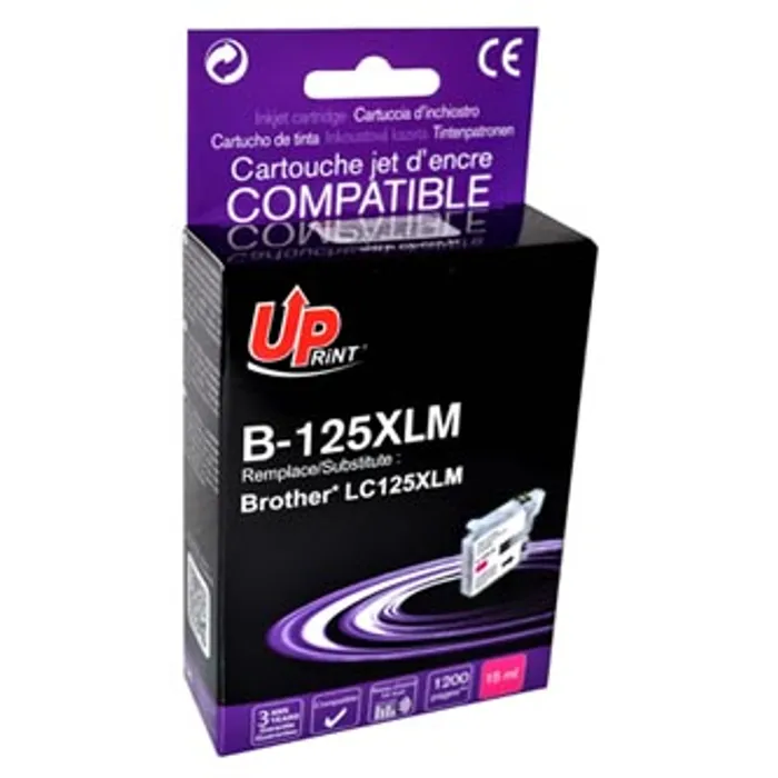 Hauptproduktbild UPrint kompatibilní ink s LC-125XLM, magenta, 1200str., 15ml, B-125XLM, pro Brother MFC-J