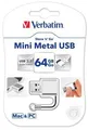 USB-Stick "Mini Metal", silber, 64 GB, USB 3.0, VERBATIM