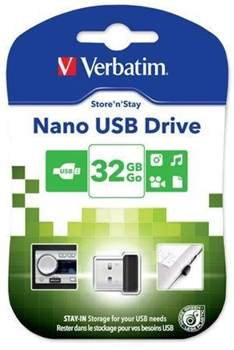 Hauptproduktbild USB flash disk "Nano", 32GB, USB 2.0, 10/3MB/sec, VERBATIM