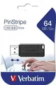 USB-Stick „PinStripe“, schwarz, 64GB, USB 2.0, 10/4MB/sec, VERBATIM