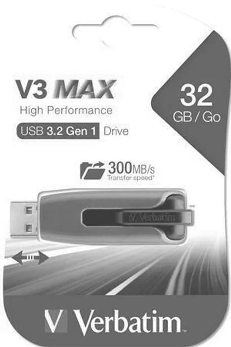 Hauptproduktbild USB flash disk "V3 MAX", modrá-černá, 32GB, USB 3.0, 175/80MB/sec, VERBATIM