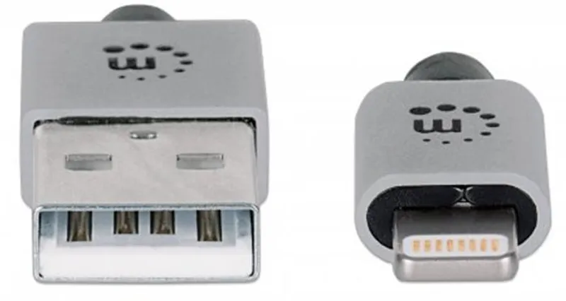 Hauptproduktbild USB kabel "iLynk", lightning, 1 m, metalická stříbrná, MANHATTAN