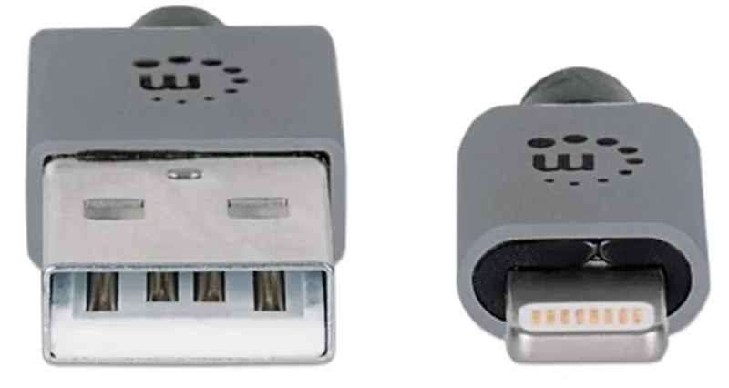 Hauptproduktbild USB kabel "iLynk", lightning, 1 m, ocelová šedá, MANHATTAN