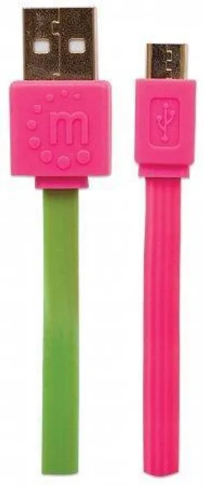 Hauptproduktbild USB - micro USB kabel, 1 m, nezamotá se, růžovo-zelená, MANHATTAN
