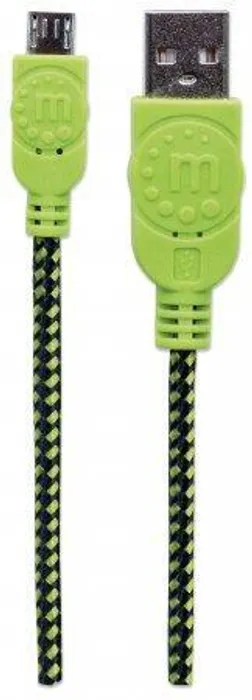 Hauptproduktbild USB - micro USB kabel, 1 m, obmotaný, černo-zelená, MANHATTAN