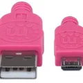 Weiteres Produktbild USB-micro-USB-Kabel, 1 m, umwickelt, lila-rosa, MANHATTAN