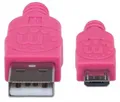 USB-micro-USB-Kabel, 1 m, umwickelt, lila-rosa, MANHATTAN