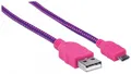 USB-micro-USB-Kabel, 1 m, umwickelt, lila-rosa, MANHATTAN