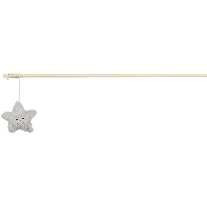 Hauptproduktbild Vánoční hrací prut s hvězdičkou a catnipem, 48 cm, plyš/dřevo, šedá
