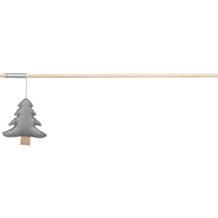 Hauptproduktbild Vánoční hrací prut se stromkem a catnipem, 48 cm, filc/dřevo, šedá
