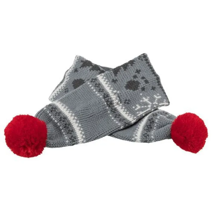 Hauptproduktbild Vánoční šál s bambulkou, L: 90 cm, šedobílá/červená