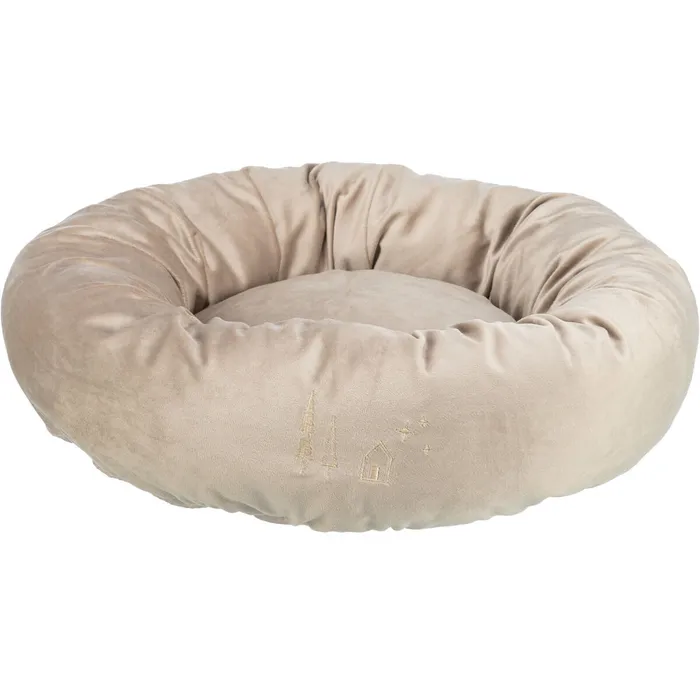 Hauptproduktbild Vánoční sametový pelech LIVIA, kulatý s okrajem, o 50 cm, béžová