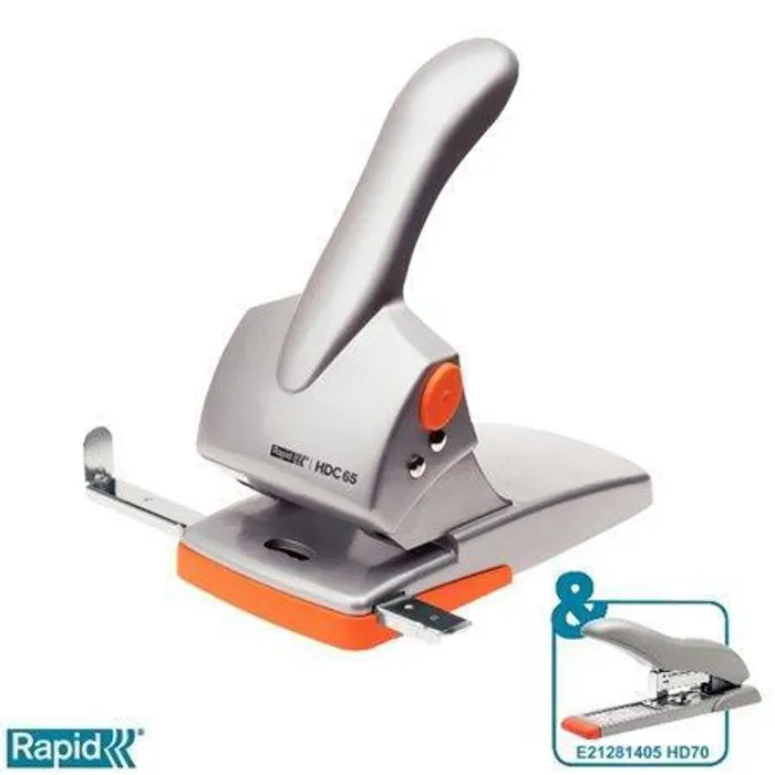 Hauptproduktbild Velkokapacitní děrovačka Rapid Fashion HDC65, Stříbrná/Oranžová