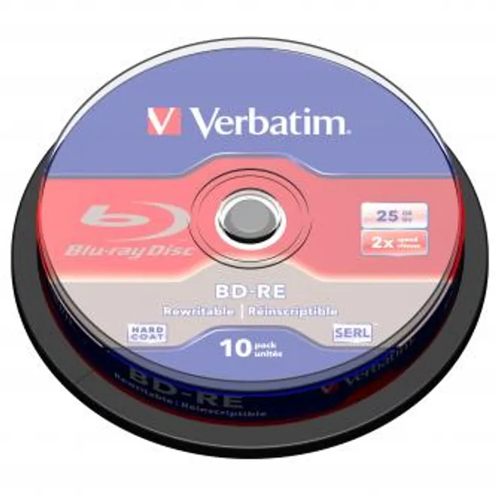 Hauptproduktbild Verbatim BD-RE, Single Layer ScratchGuard Plus, 25GB, cake box, 43694, 2x, 10-pack, pro a