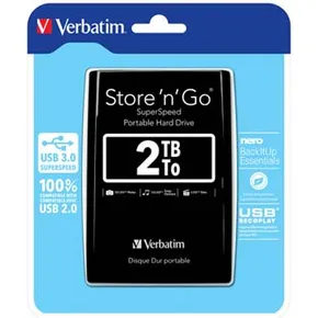 Verbatim extern Festplatte, Store N Go, 2.5", USB 3.0 (3.2 Gen 1), 2TB, 53177, schwarz