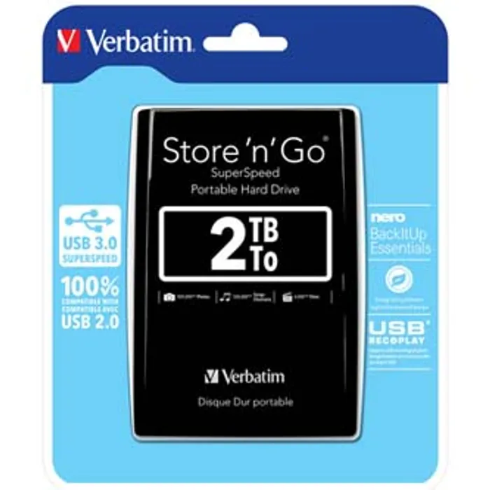Hauptproduktbild Verbatim externí pevný disk, Store N Go, 2.5", USB 3.0 (3.2 Gen 1), 2TB, 53177, čern
