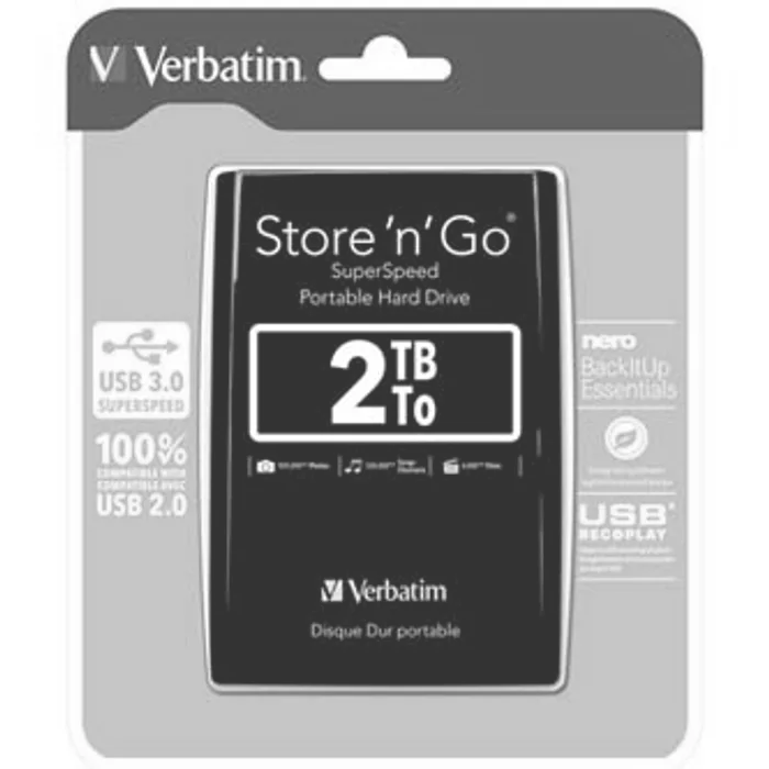 Hauptproduktbild Verbatim externí pevný disk, Store N Go, 2.5", USB 3.0 (3.2 Gen 1), 2TB, 53177, čern