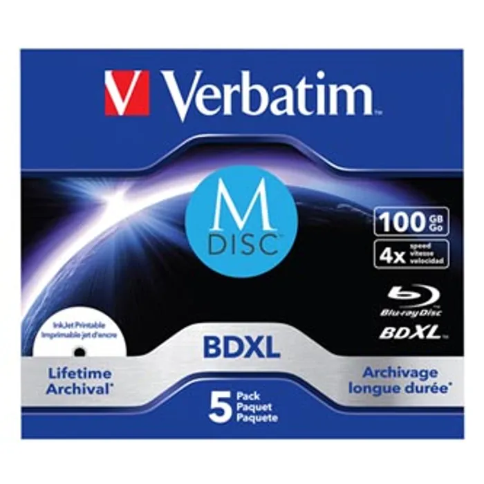 Hauptproduktbild Verbatim MDISC, Lifetime archival BDXL, 100GB, jewel box, 43834, 4x, 5-pack