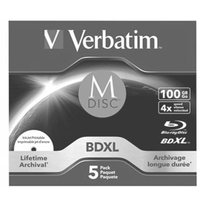 Hauptproduktbild Verbatim MDISC, Lifetime archival BDXL, 100GB, jewel box, 43834, 4x, 5-pack