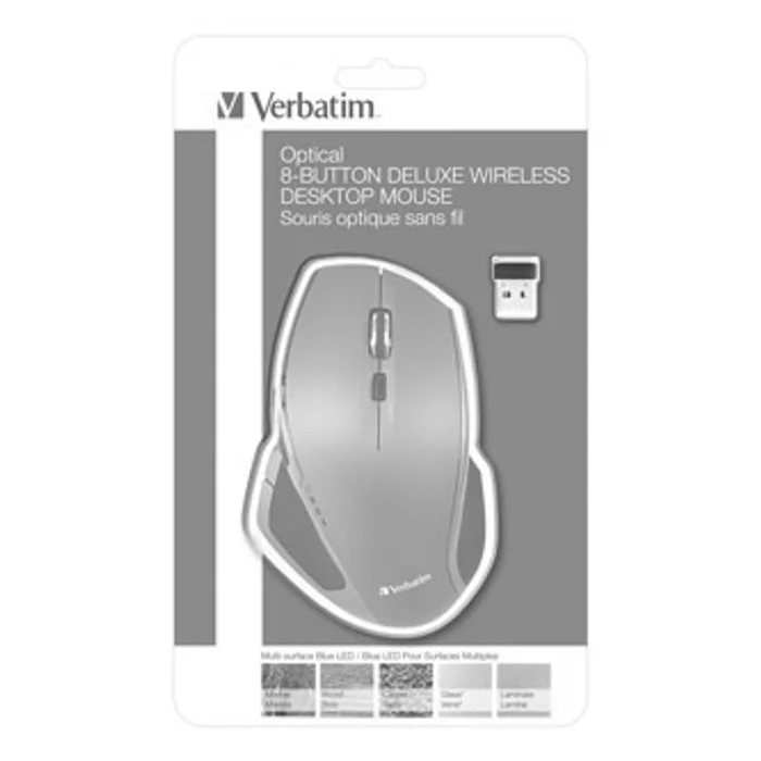 Hauptproduktbild Verbatim Myš Deluxe, 1600DPI, 2.4 [GHz], optická, 8tl., 1 kolečko, bezdrátová, šedá, 2 ks